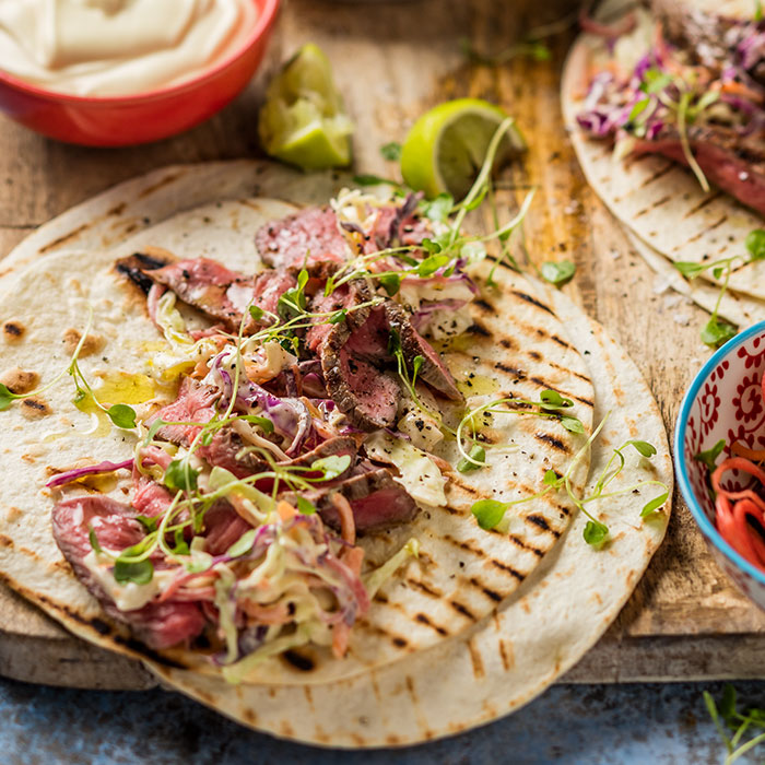 Nola Recipe Rainbow Slaw and Rump Steak Tortilla